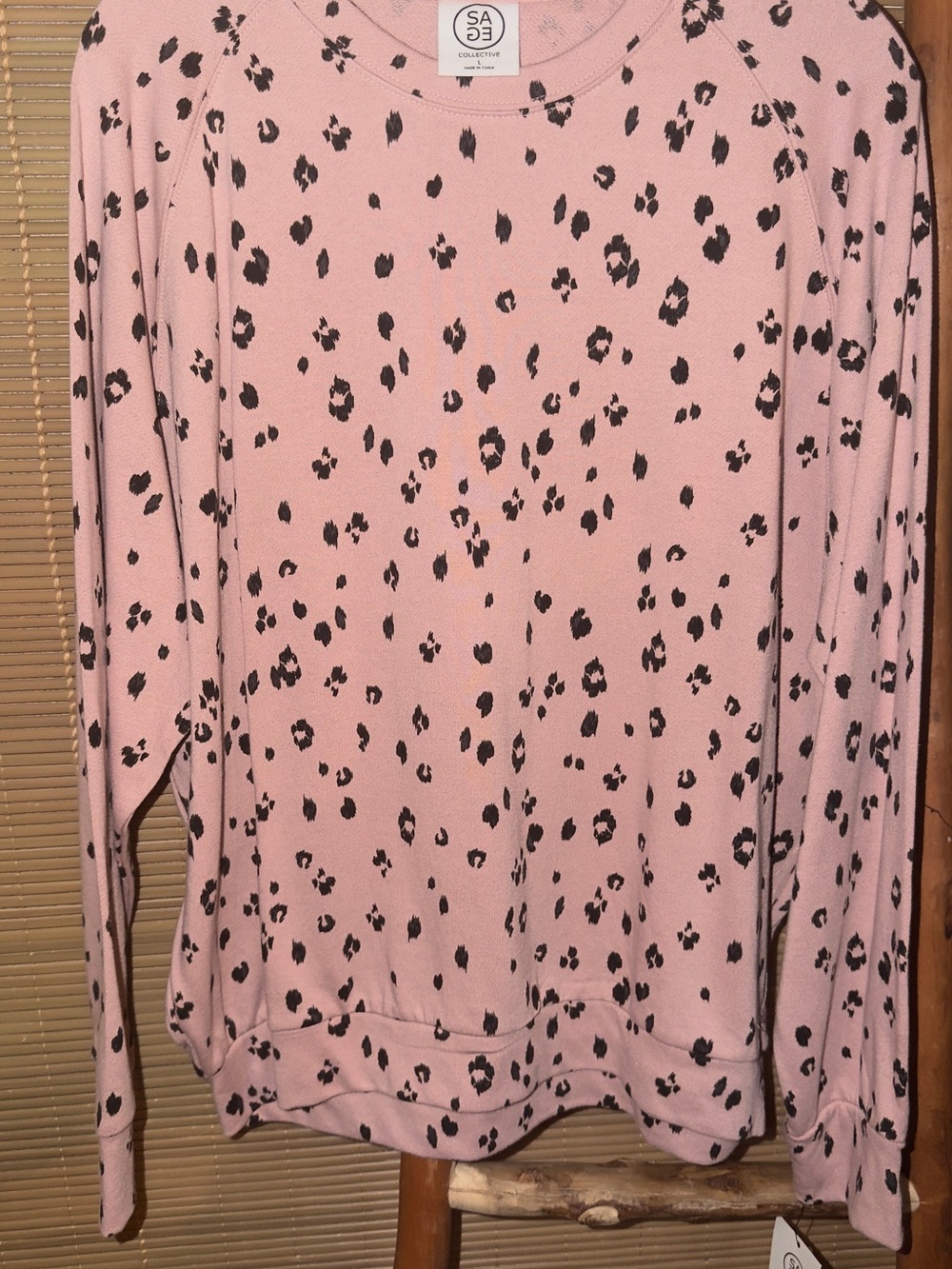Pink Leopard Print Long Sleeve Top